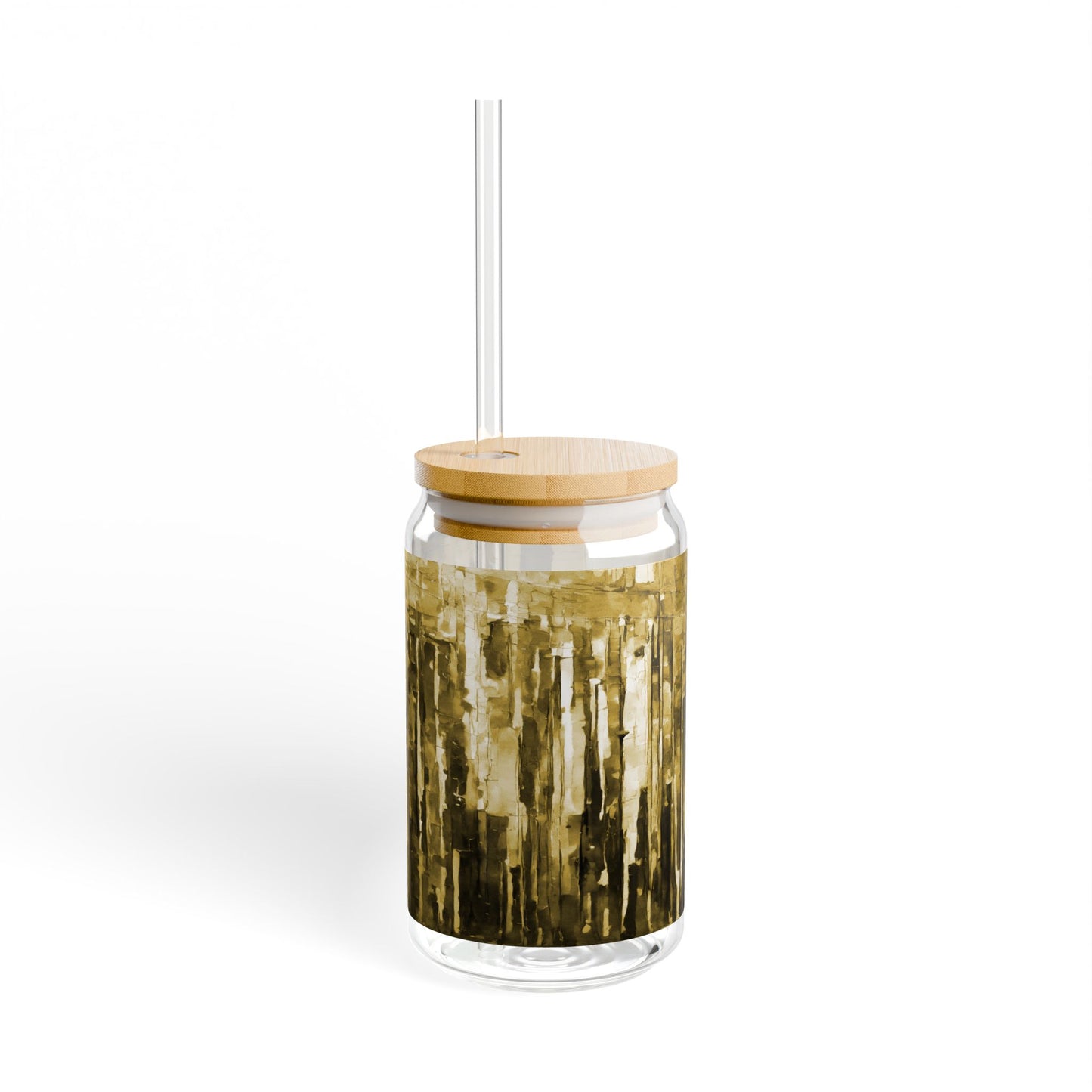 Striped Light Brown Sipper Glass, 16oz