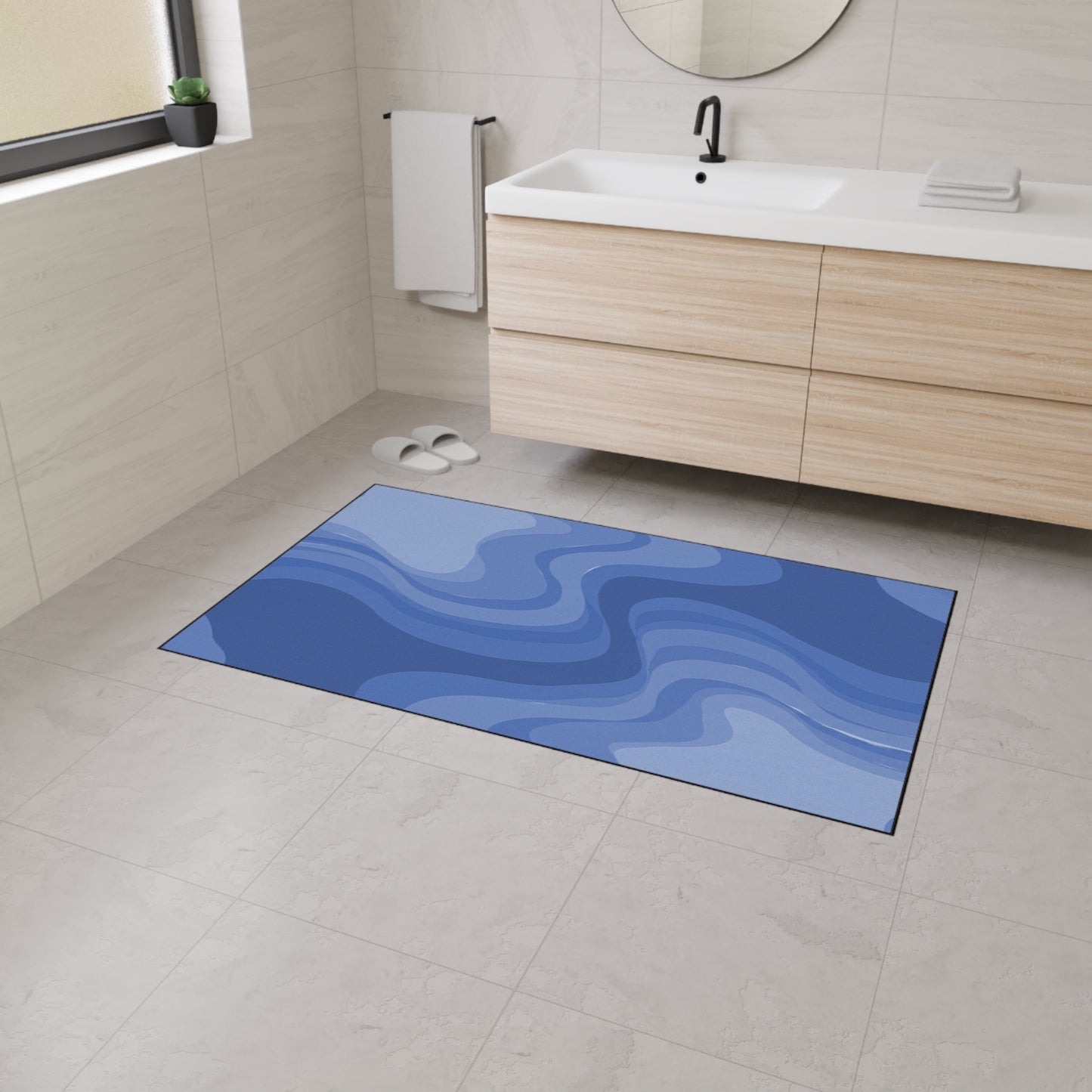 Deep Blue Wavey 36" x 60" Heavy Duty Floor Mat