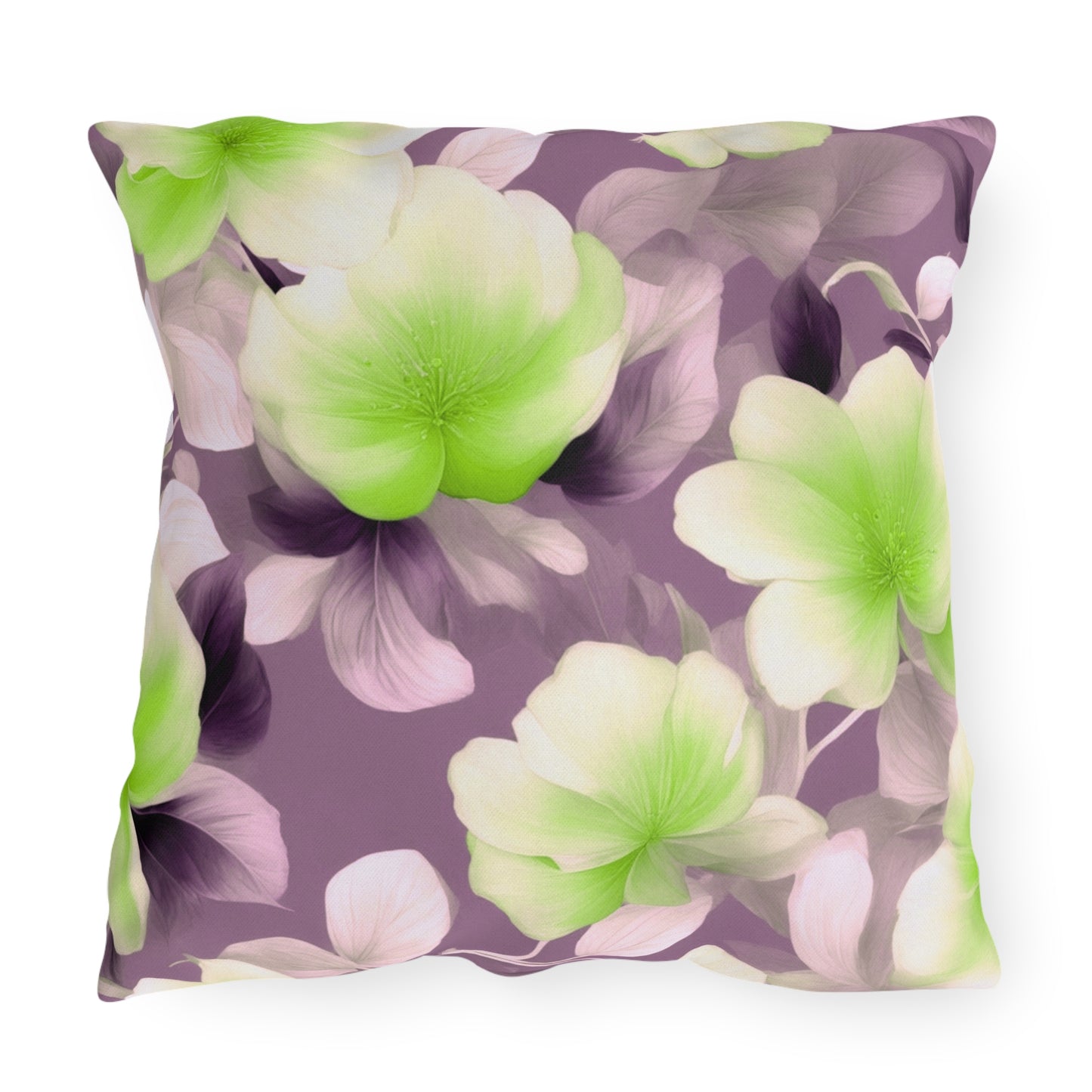 Lime Lavender Floral Bunch 20" x 20" Outdoor Pillow