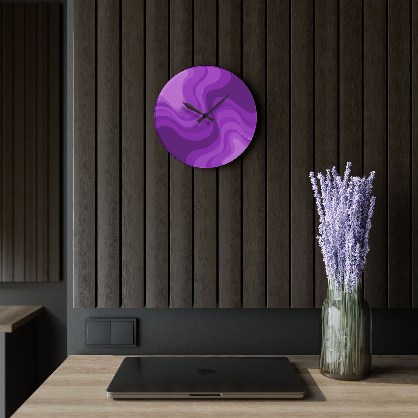 Wavey Purple Wavey 10.75" x 10.75" Round or Square Acrylic Wall Clock