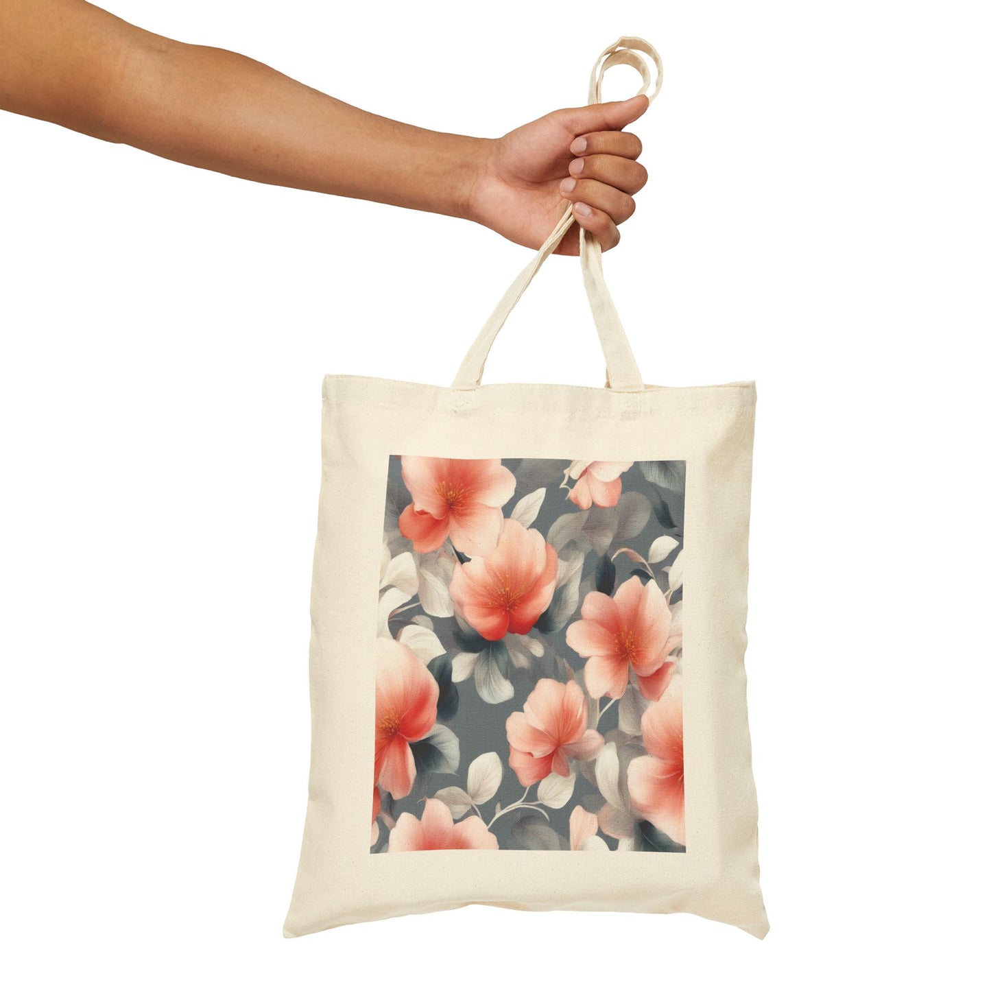 Red Blossom Floral Bunch Cotton Canvas Tote Bag