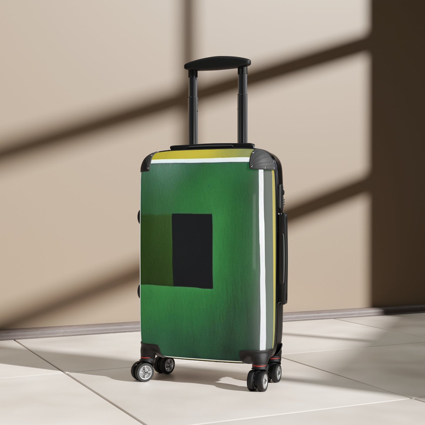 Alpha Shadow Small Suitcase with built in lock, 4 double-wheels, telescopic handle, and ABS back hard-shell