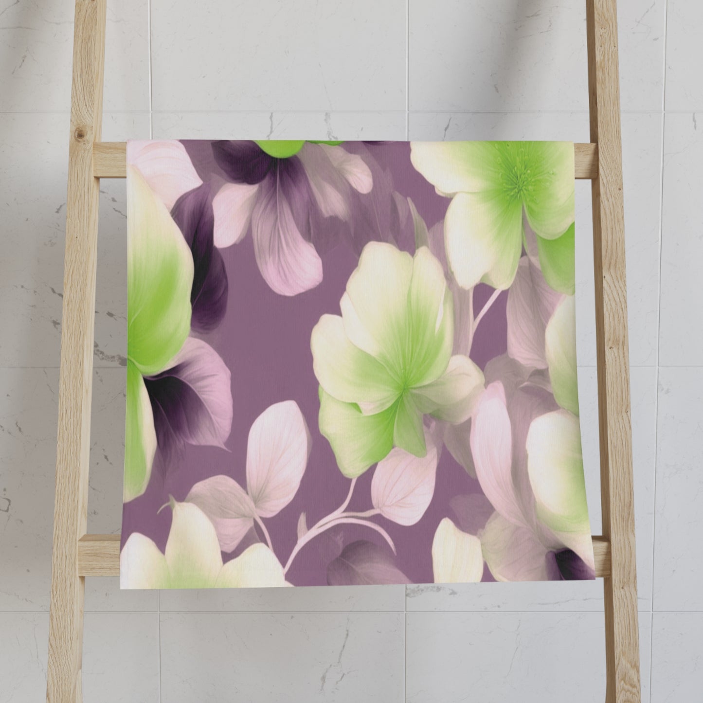 Lime Lavender Floral Bunch Hand Towel, 16" x 28"