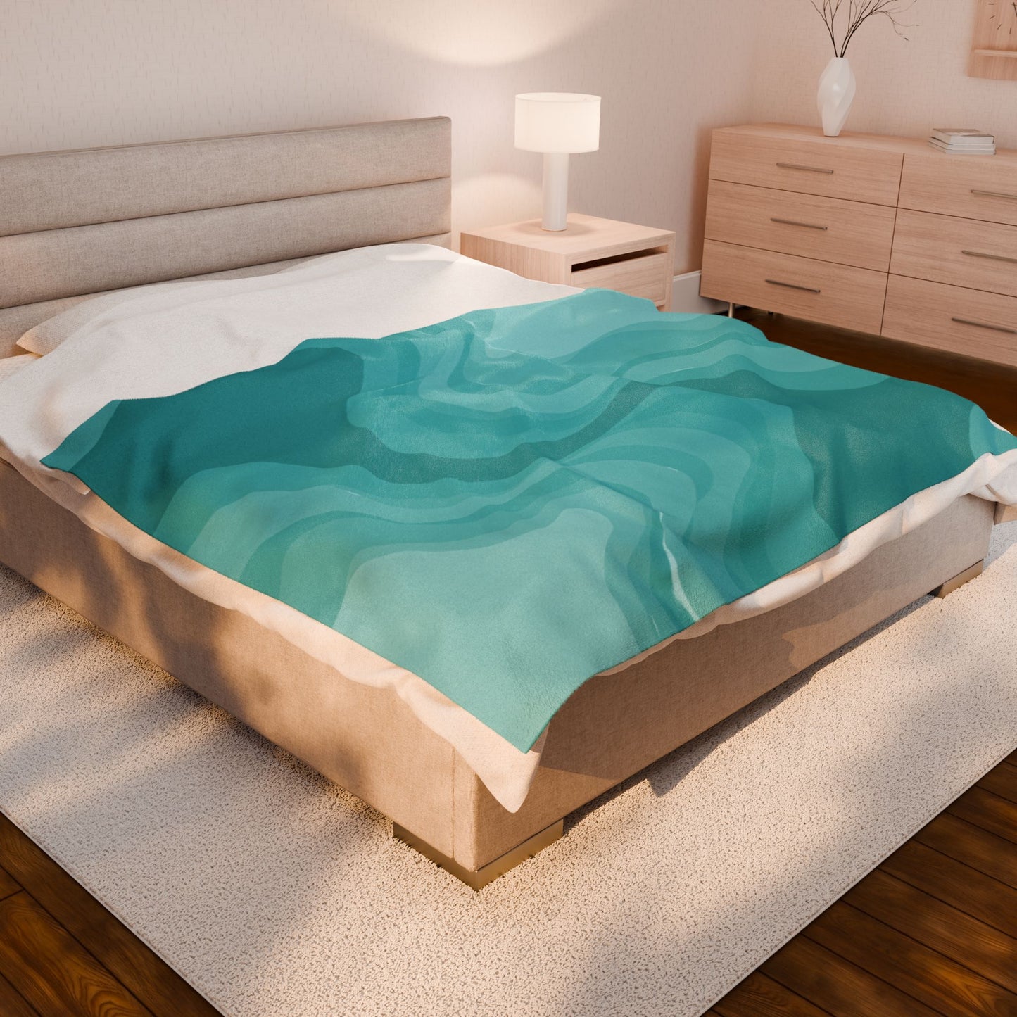 Tif Green Wavey Velveteen Plush Blanket, 60" x 80"