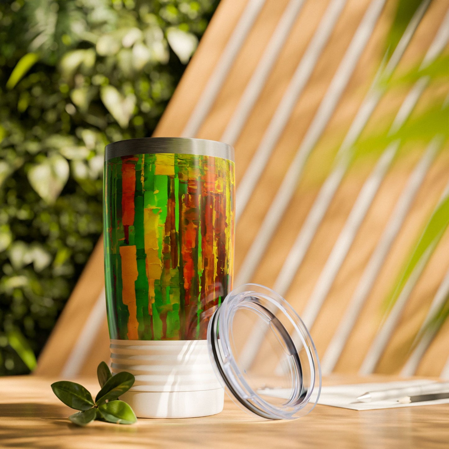 Striped Beta Ringneck Tumbler, 20oz in white, steel and black