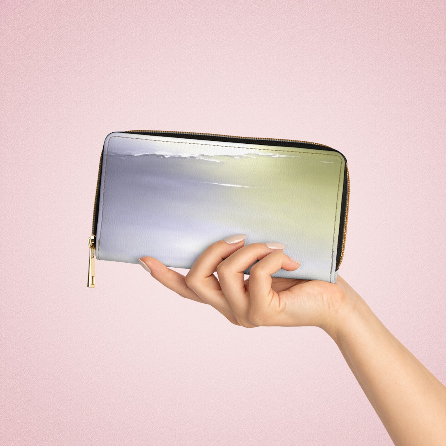 Lavender Sea Golden Fog Elegant Abstract Zipper Wallet - Stylish & Functional Accessory for Everyday Use