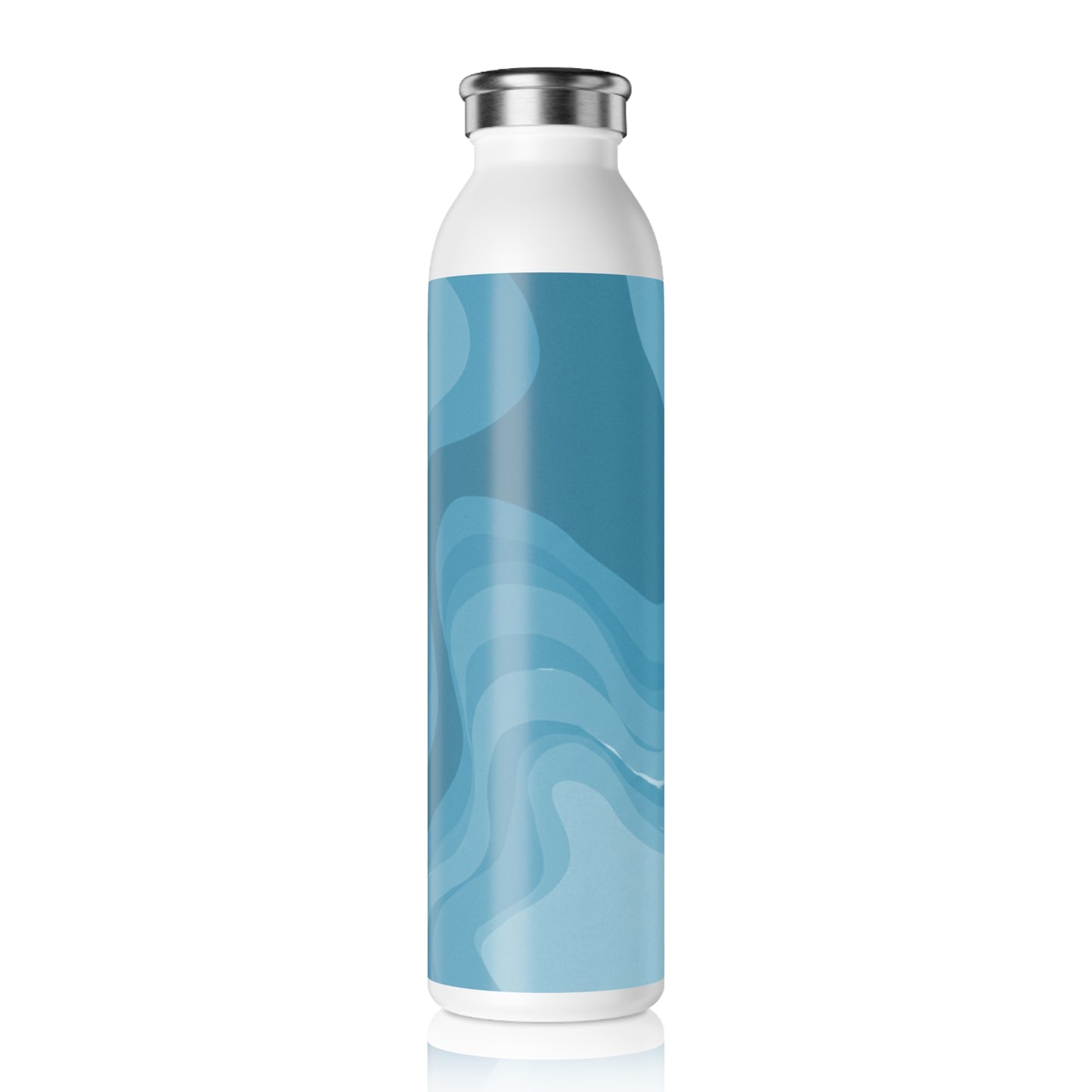 Sky Blue Wavey Slim Water Bottle, 20 oz White