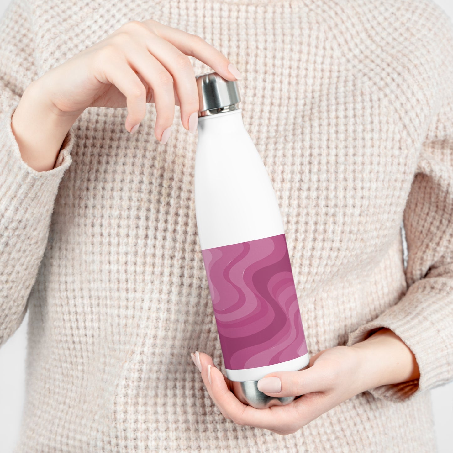 Pinky Mauve Wavey 20oz Insulated Water Bottle