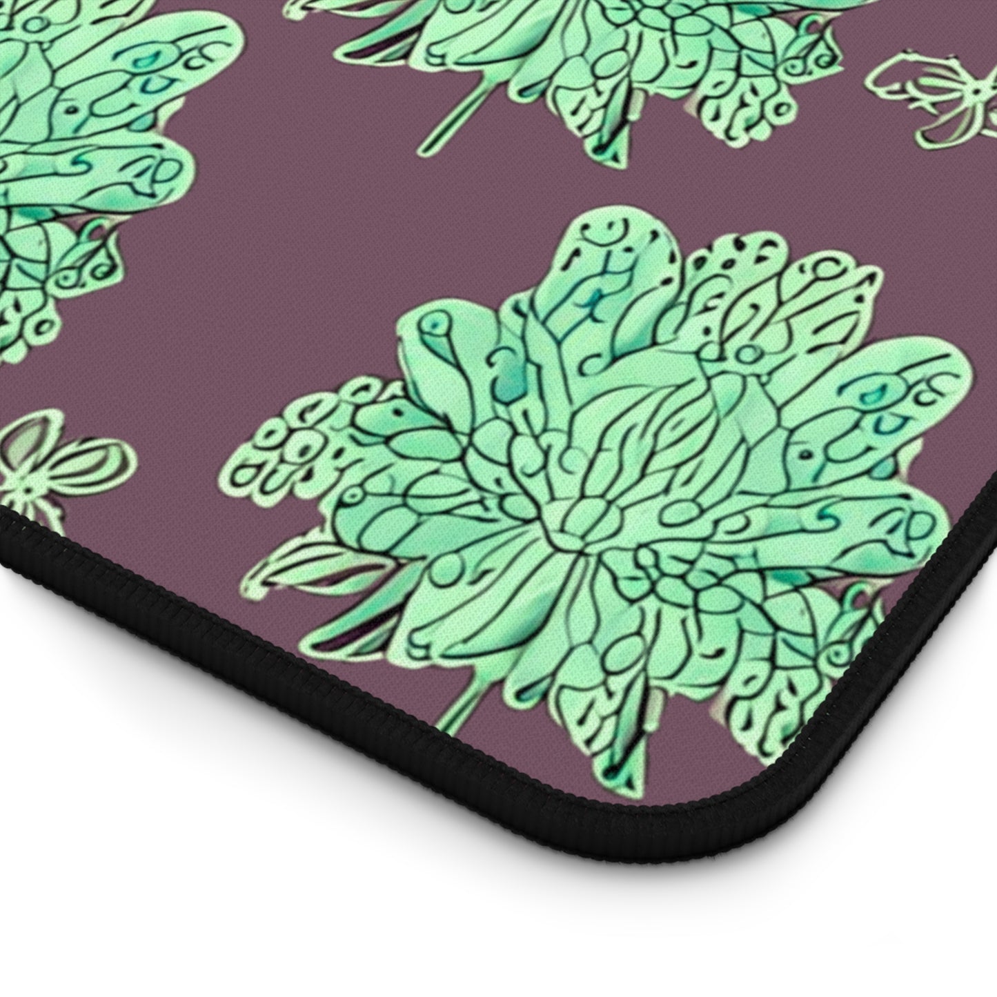 Mint Green Floral Butterflies 12" x 22" Desk Mat