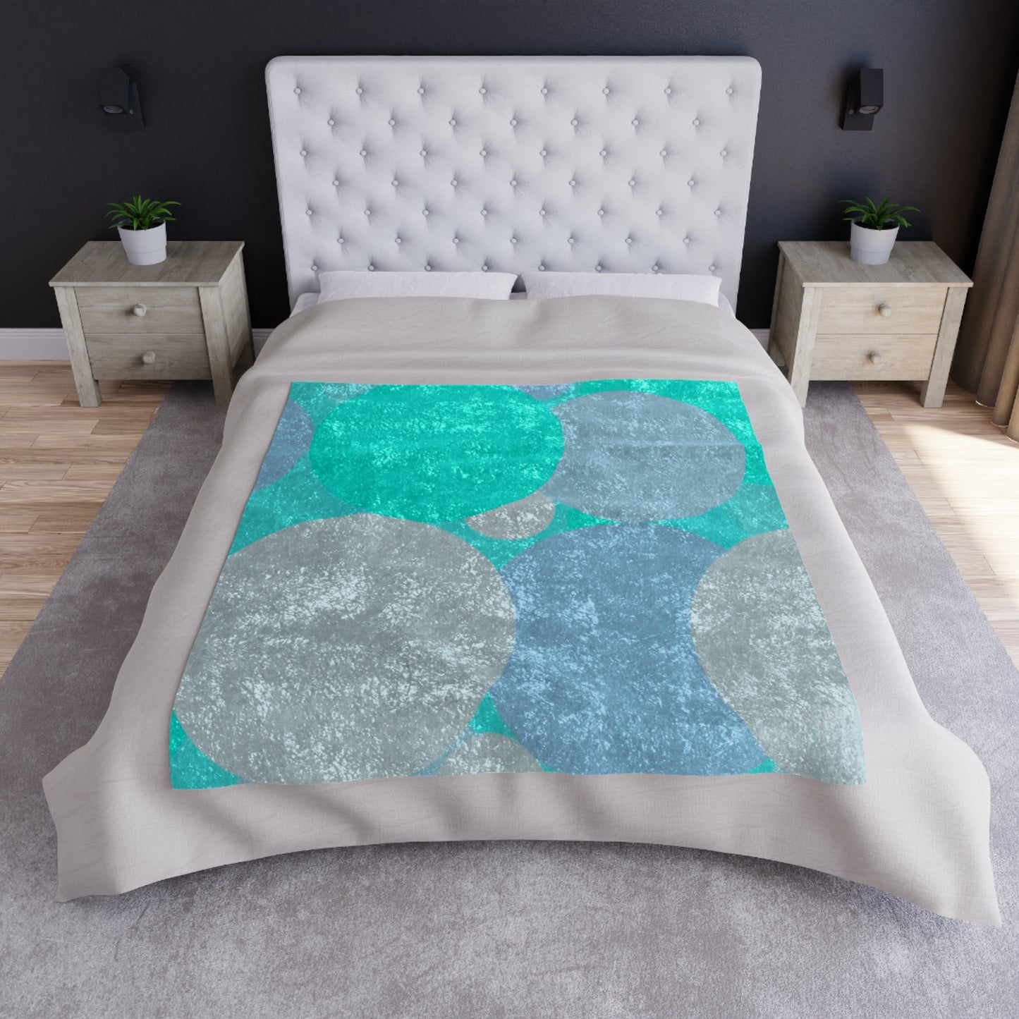 Pastel Tan and Tif Patches 50" x 60" Crushed Velvet Blanket