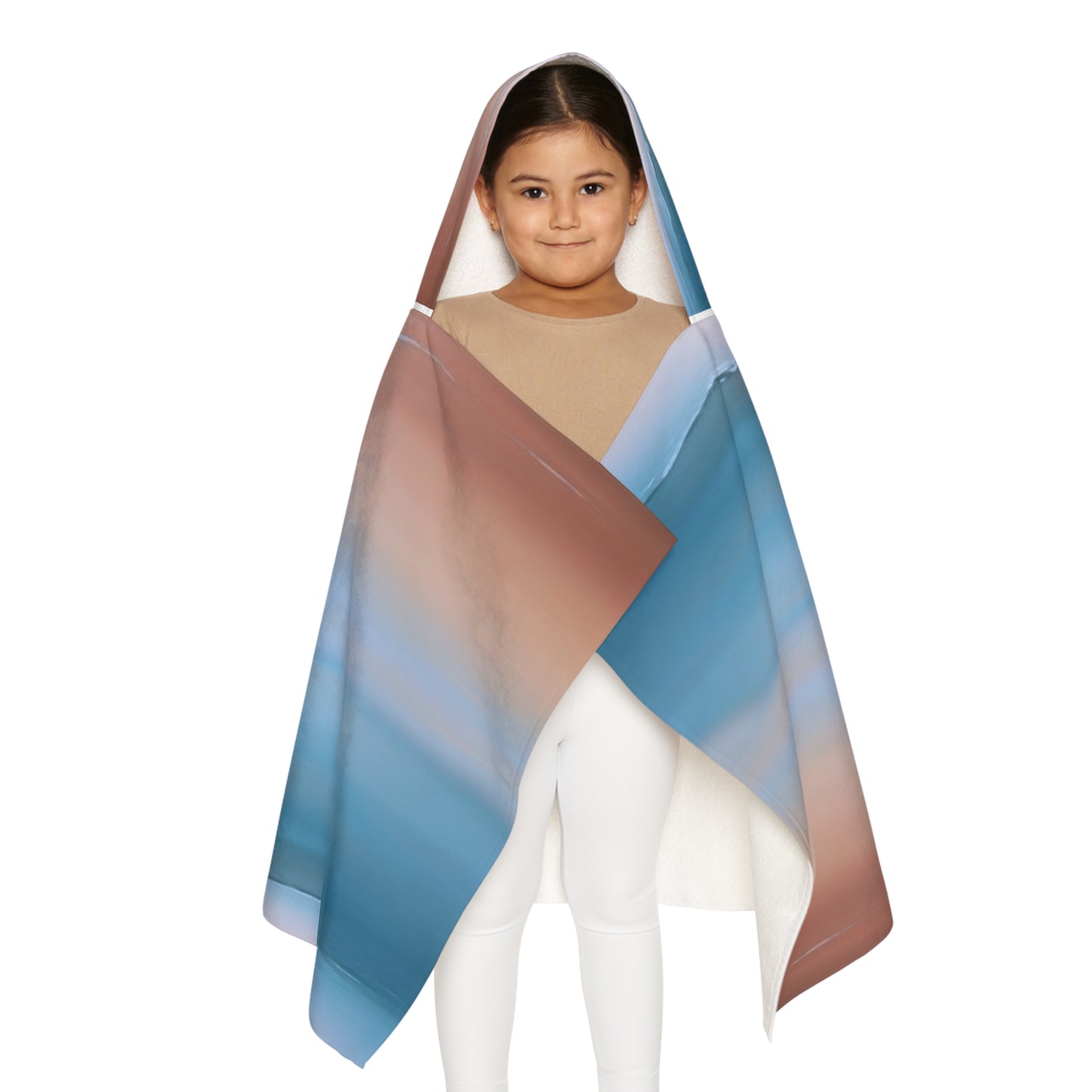 Blue Sea Peach Fog Youth Hooded Towel, 24" x 48"