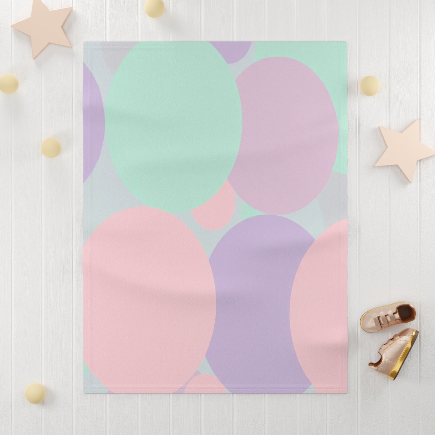 Pastel Peach and Soft Green Patches Soft Fleece Baby Blanket, 30" x 40"