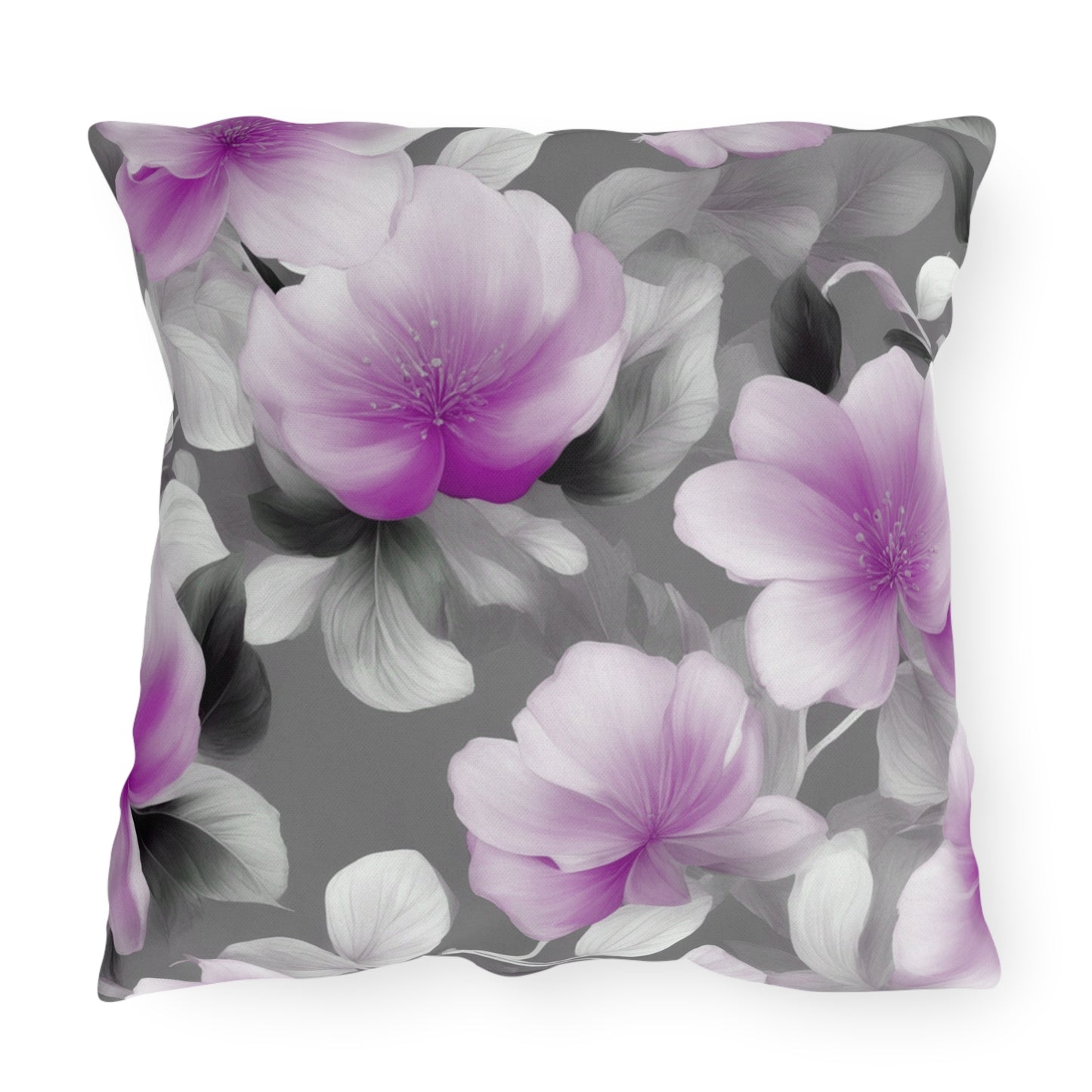 Purple Blossom Floral Bunch 20" x 20" Outdoor Pillow