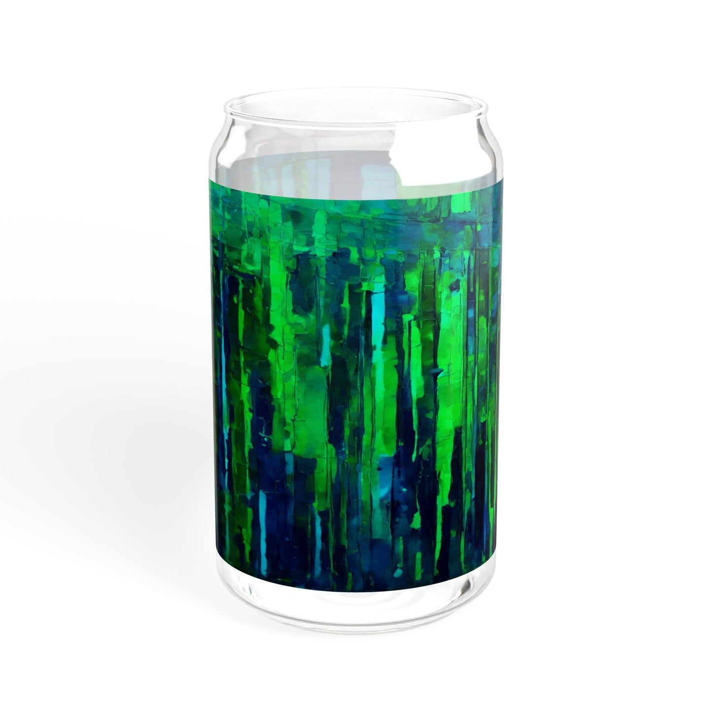 Striped Blue Green Glass, 16oz