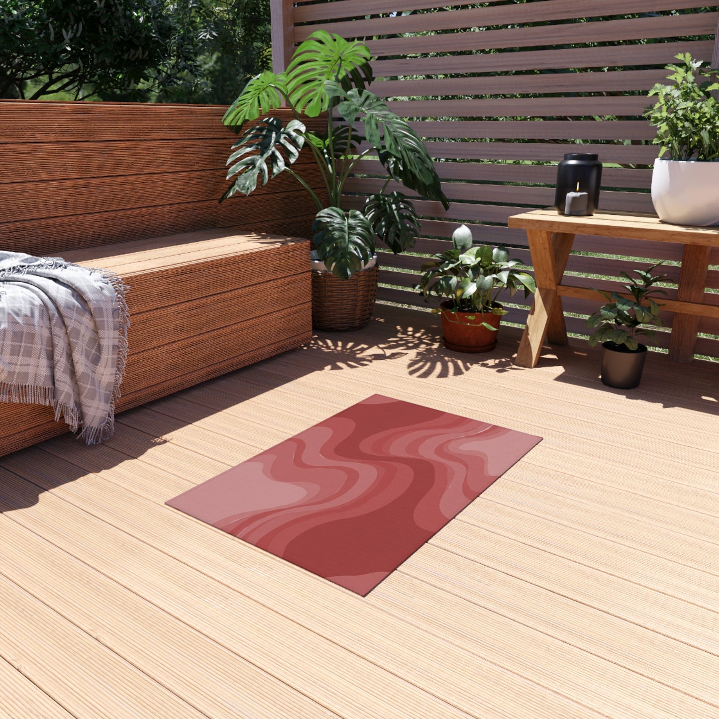 Power Red Wavey 24" x 36" Outdoor Rug