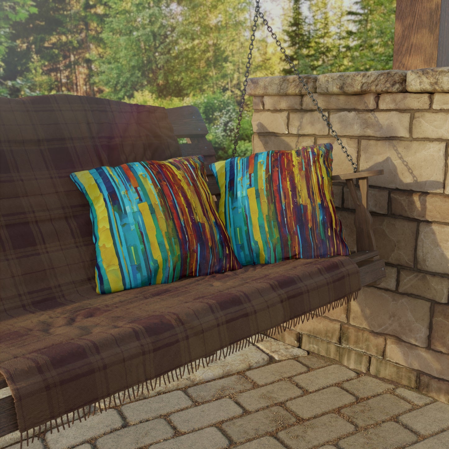 Striped Alpha 18" x 18" Outdoor Pillow