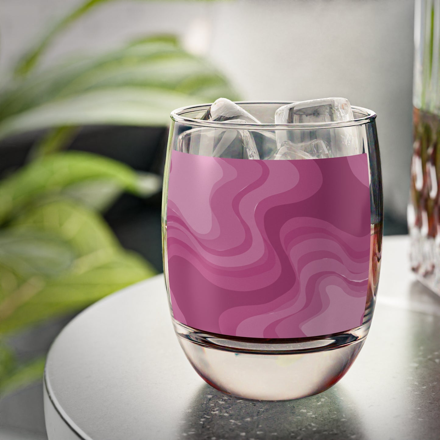 Pinky Mauve Wavey Whiskey Glass, 6 oz