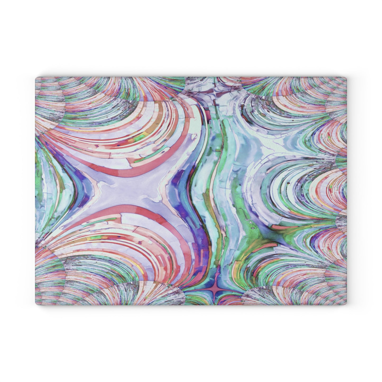 Uzi Spiral Pastels 11" x 15" Glass Cutting Board