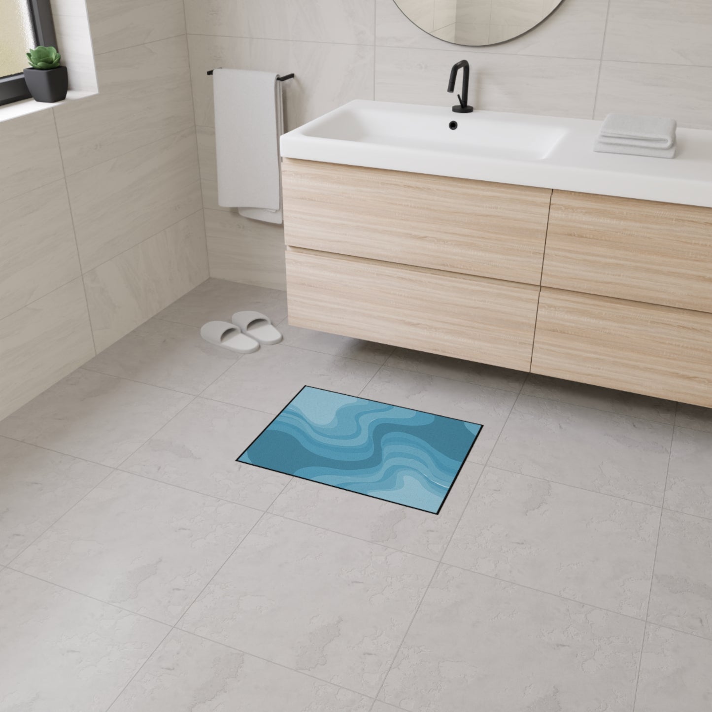 Sky Blue Wavey 18" x 24" Heavy Duty Floor Mat