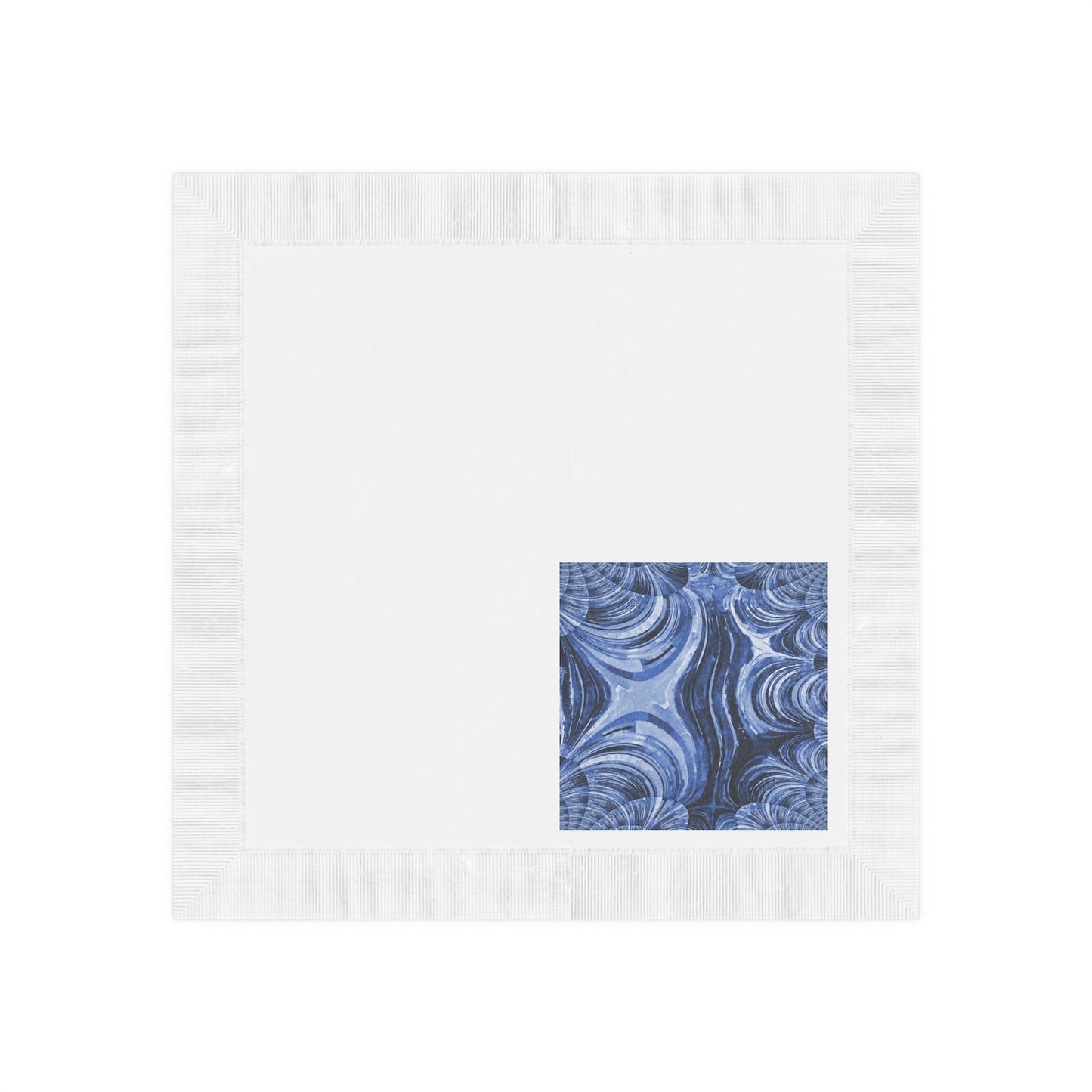 Uzi Spiral Deep Blue White Coined Napkins, 6.5" x 6.5"
