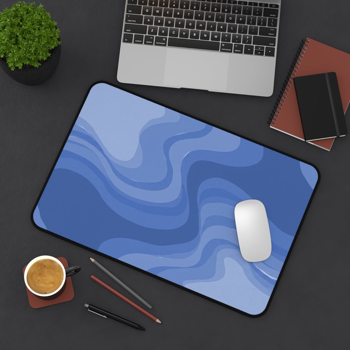 Deep Blue Wavey 12" x 18" Desk Mat