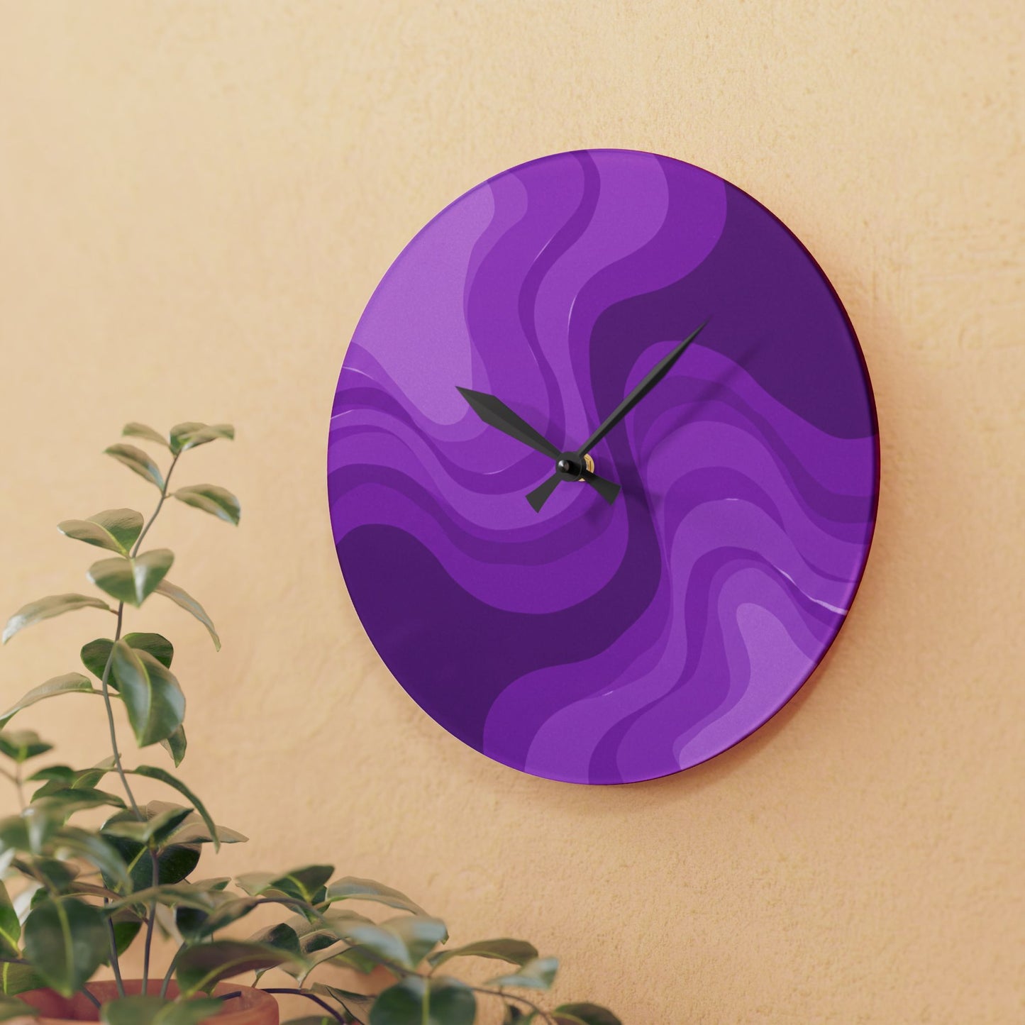 Wavey Purple Wavey 10.75" x 10.75" Round or Square Acrylic Wall Clock