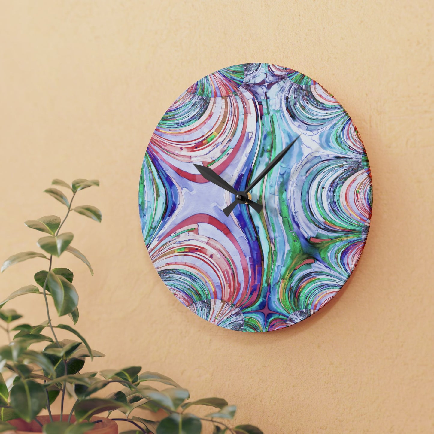Uzi Spiral Pastels Acrylic Wall Clock, Round or Square, 10.75" x 10.75"