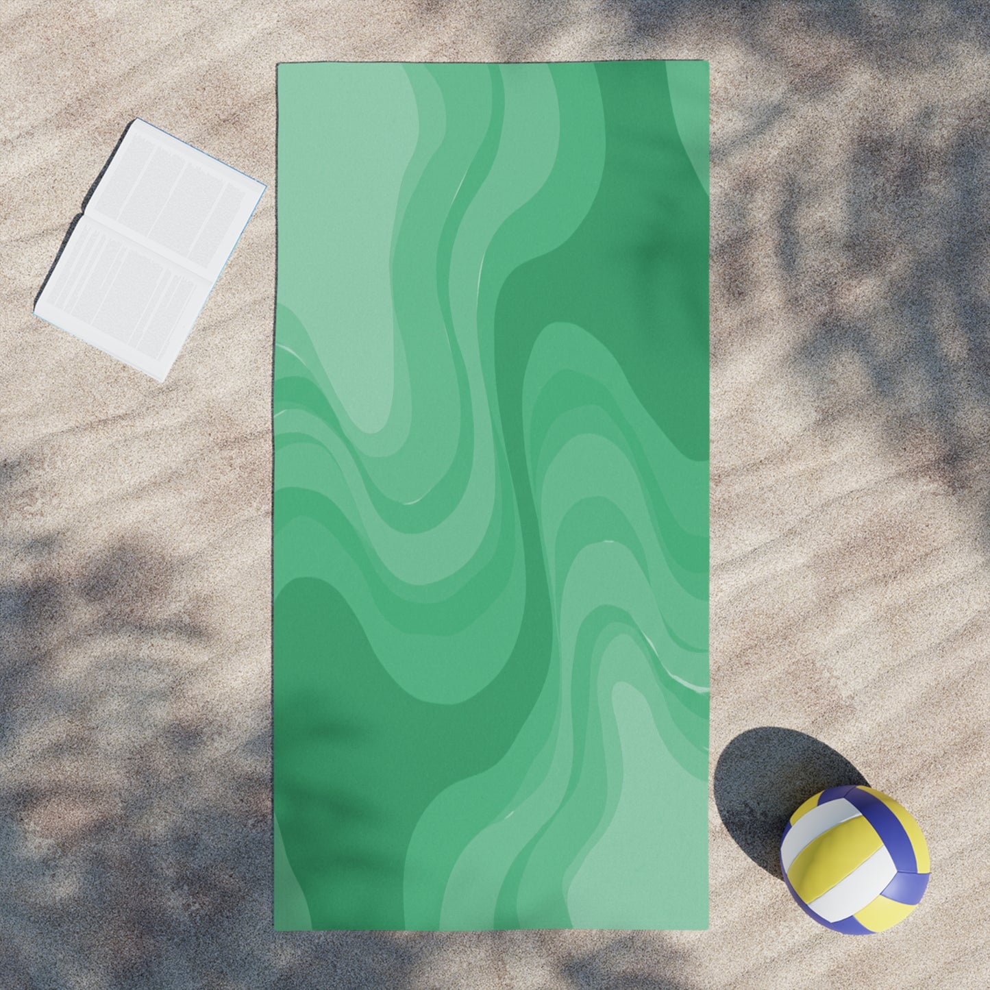 Mint Green Wavey Beach Towel, 30" x 60"