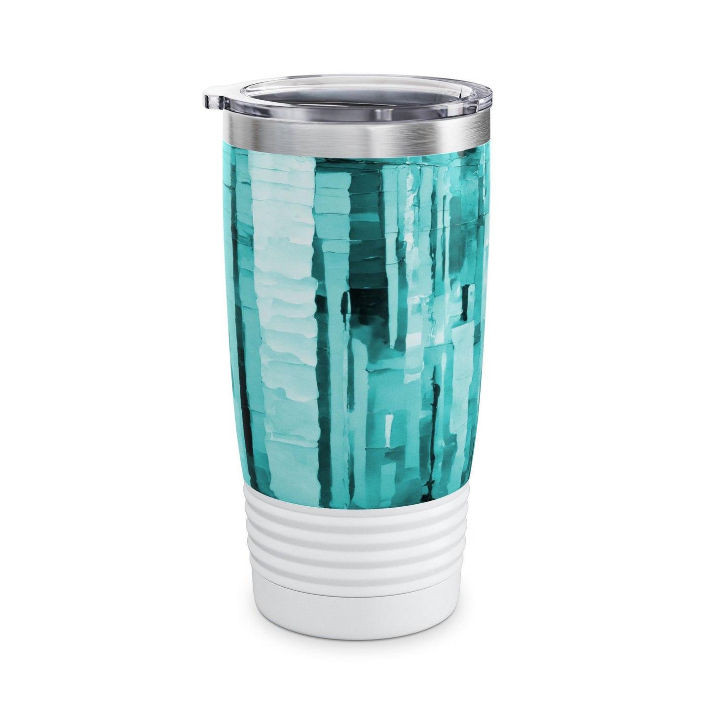 Striped Tif Ringneck Tumbler, 20oz in white, steel and black