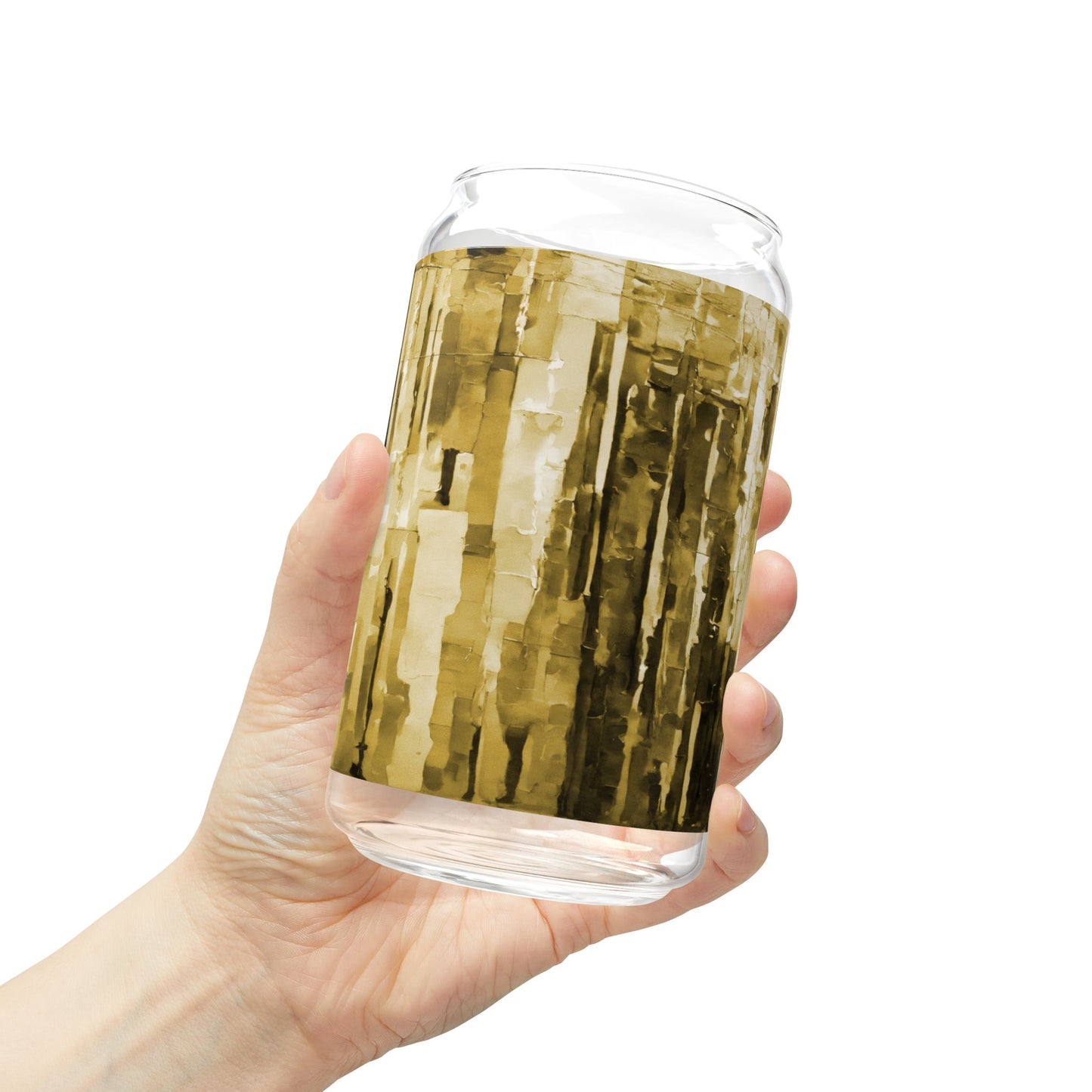Striped Light Brown Sipper Glass, 16oz