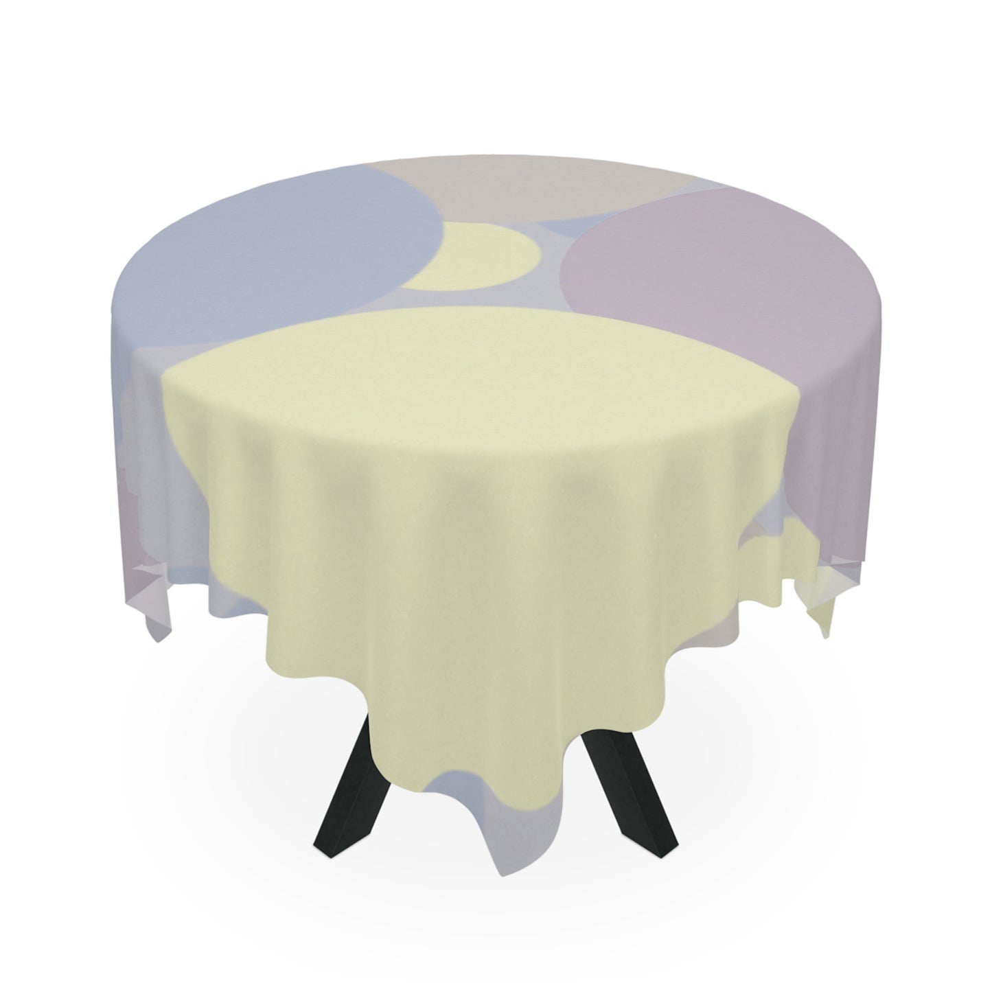 Pastel Soft Blue and Soft White Patches Tablecloth, 55" x 55"