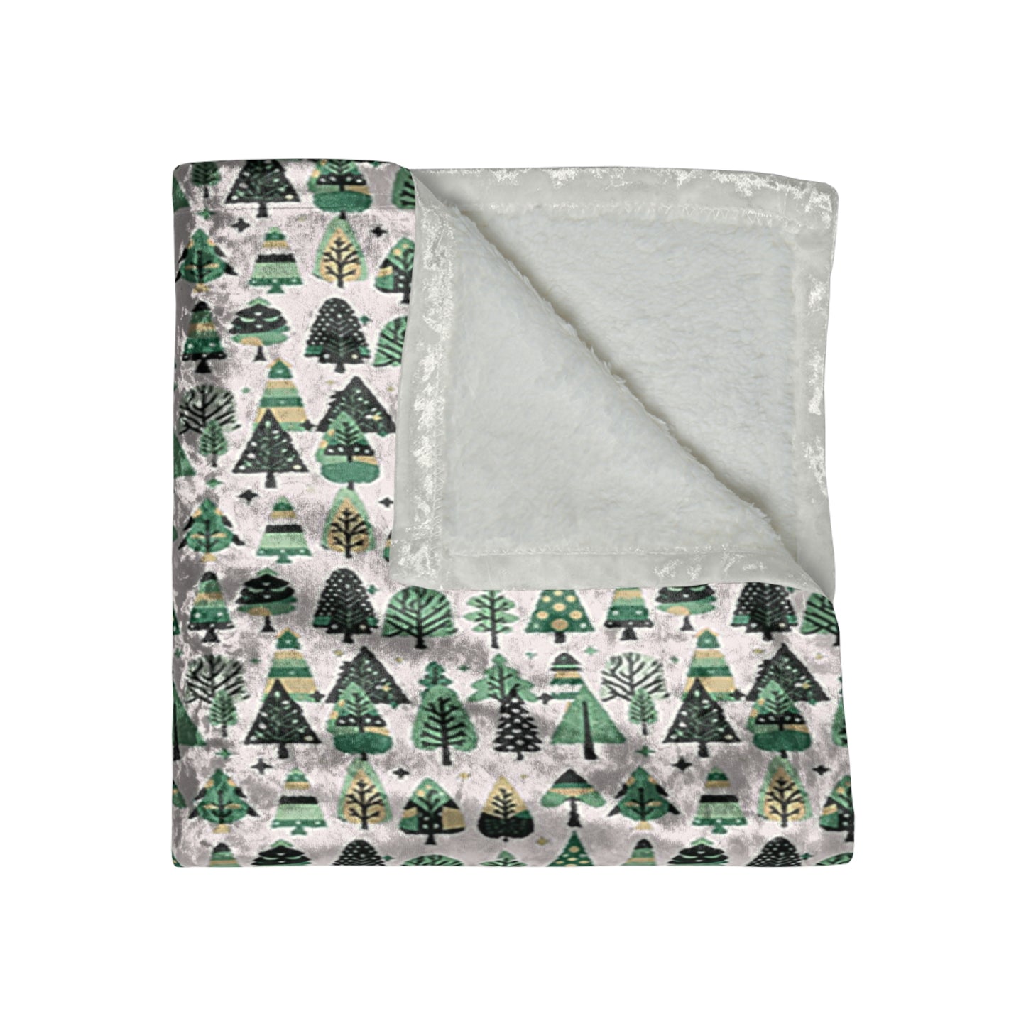 Mini Vintage Green Trees 50" x 60" Crushed Velvet Blanket