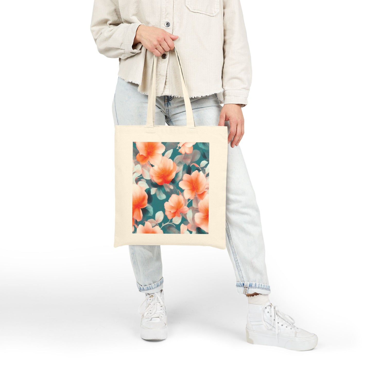 Orange Blossom Floral Bunch Cotton Canvas Tote Bag