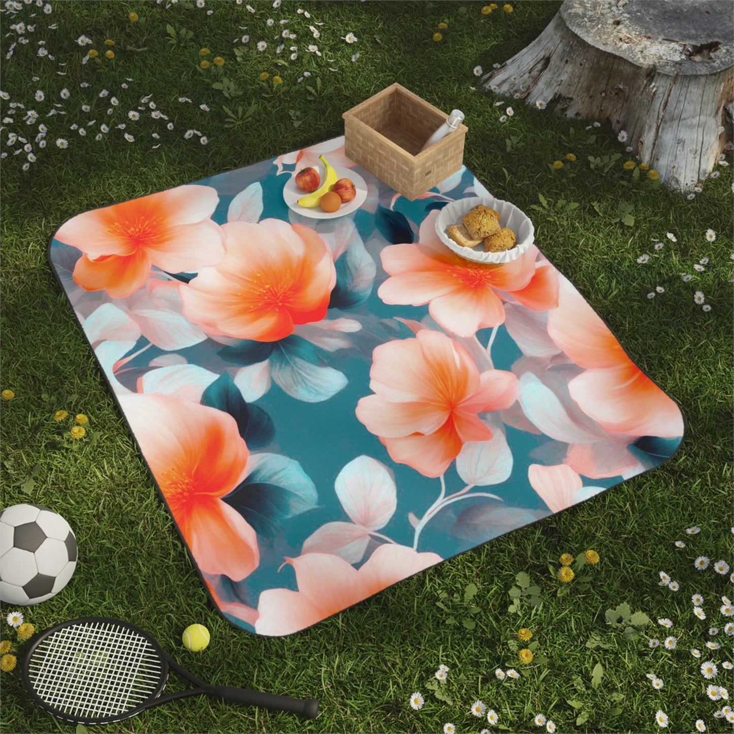 Orange Blossom Floral Bunch 61" × 51" Picnic Blanket