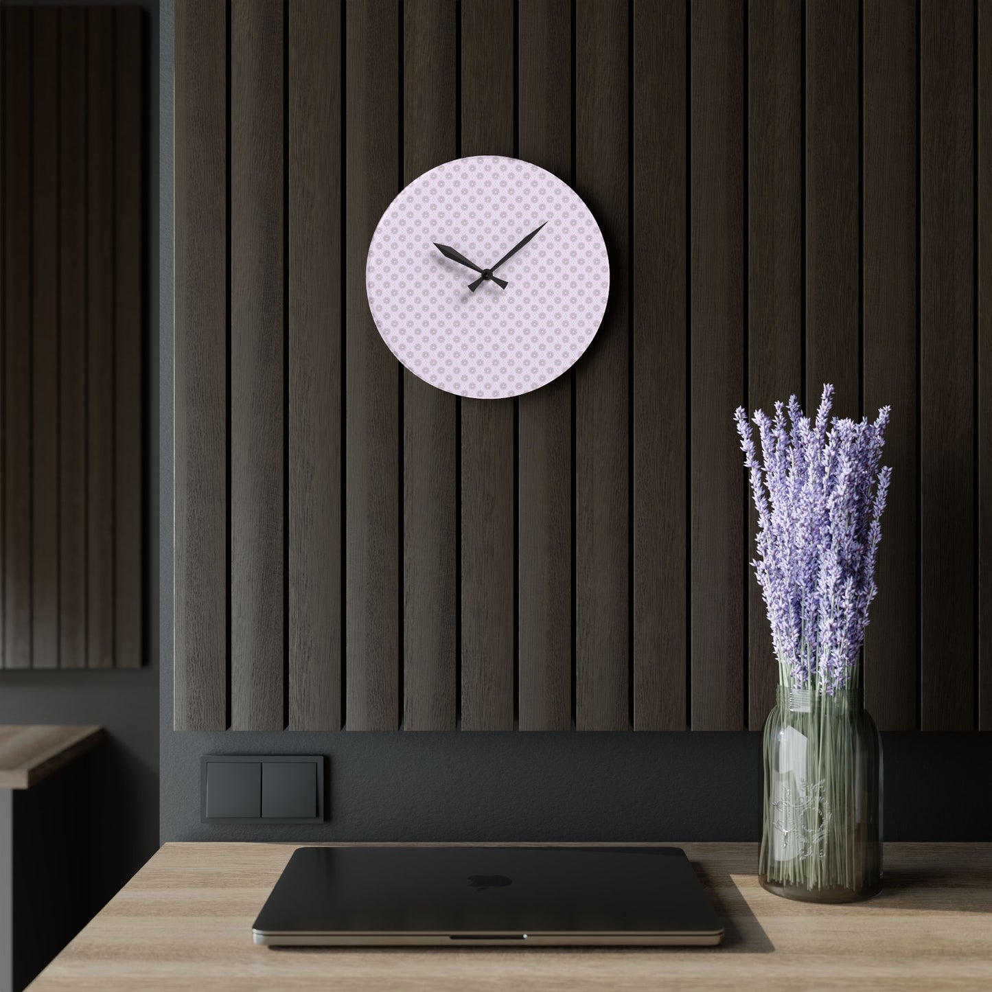 Pink Mornings Star-crossed Bodies Acrylic Wall Clock, Round or Square, 10.75" x 10.75"