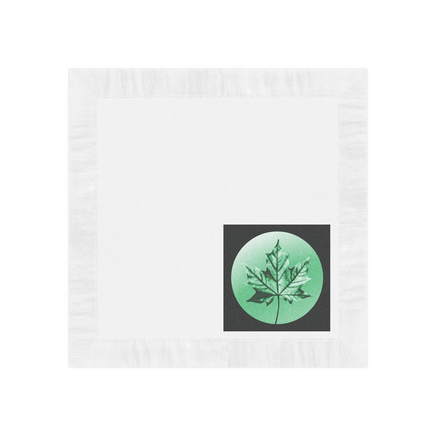Mint Green Maple Leaf White Coined Napkins, 6.5" x 6.5"