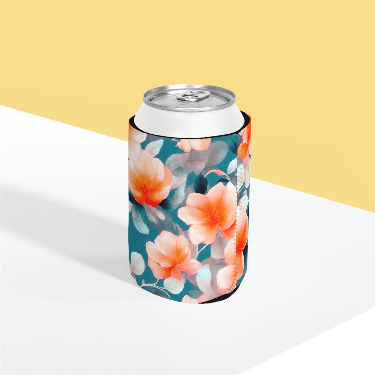 Orange Blossom Floral Bunch 12 oz Can Cooler Sleeve