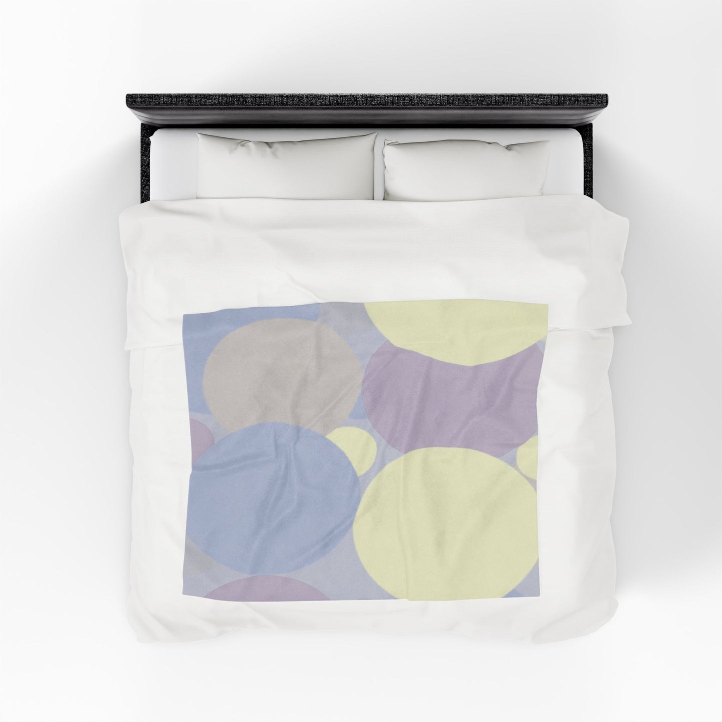 Pastel Soft Blue and Soft White Patches Velveteen Plush Blanket, 50" x 60"