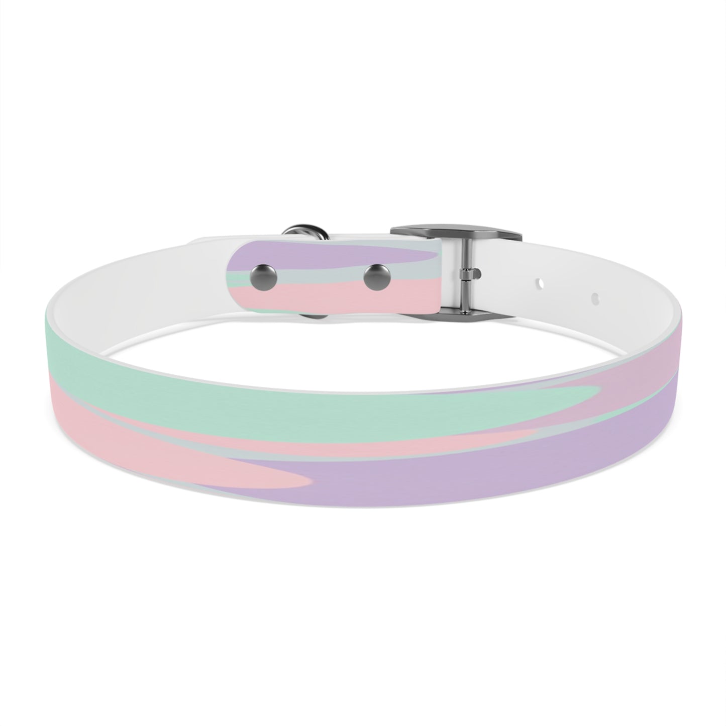 Pastel Peach and Soft Green Patches Large Dog Collar