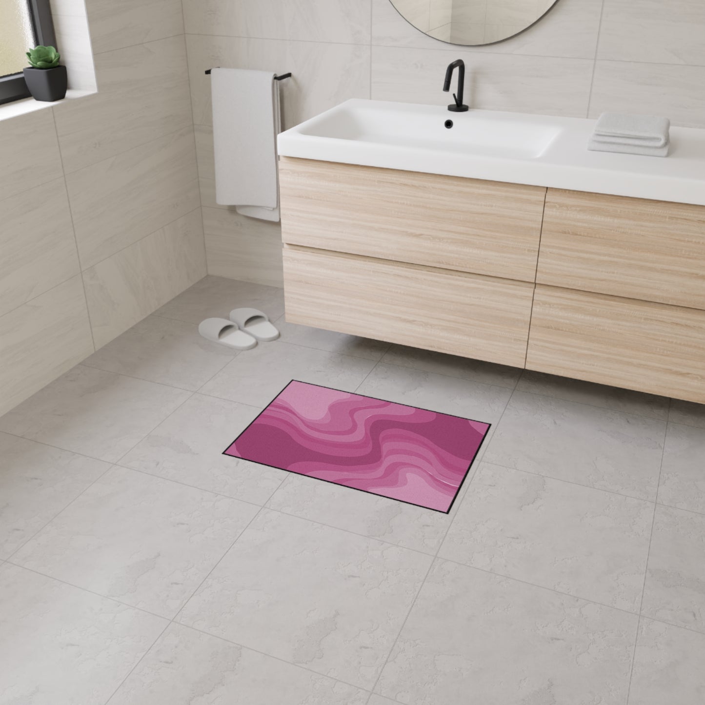 Pinky Mauve Wavey 18" x 27" Heavy Duty Floor Mat