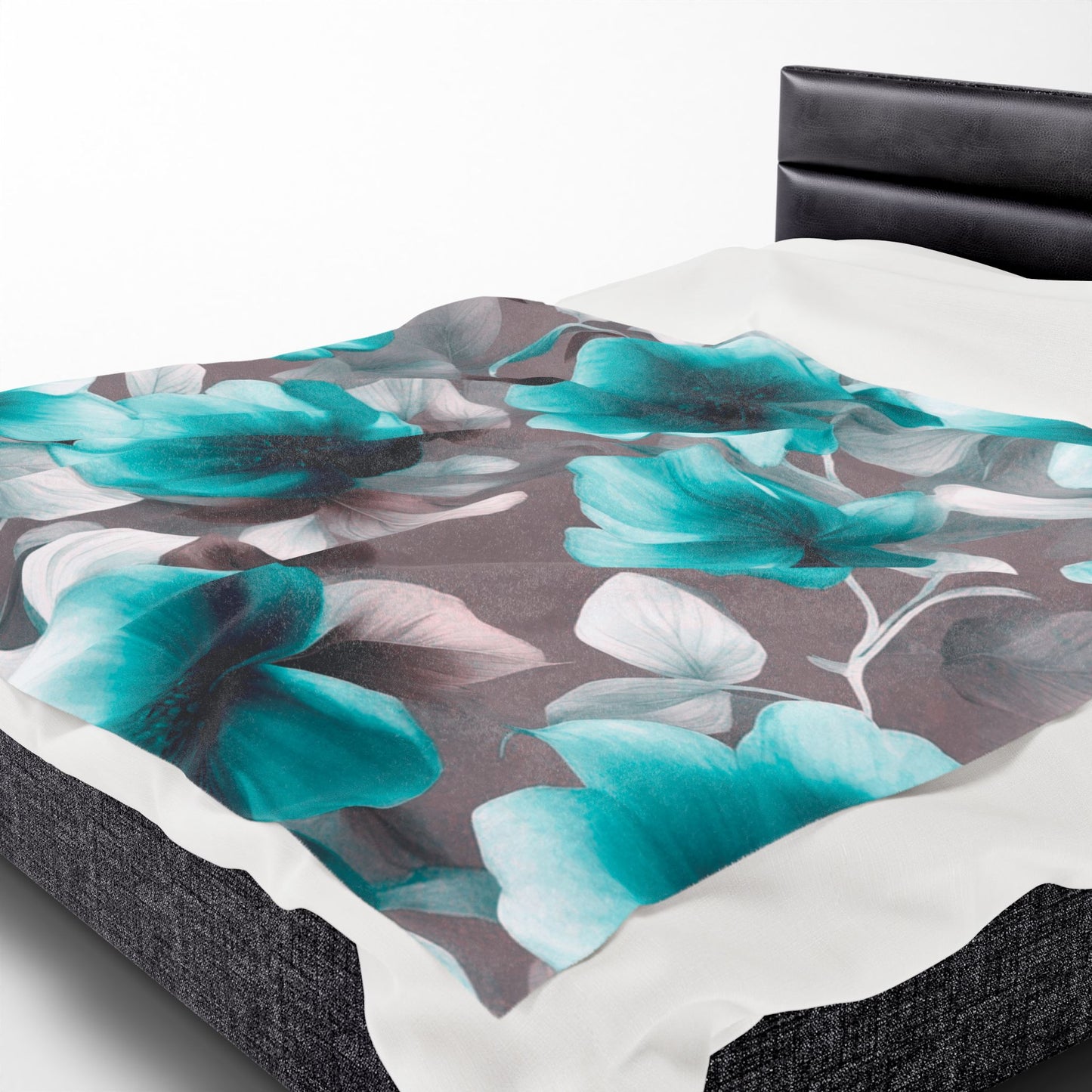 Tif Green Gray Floral Bunch Velveteen Plush Blanket, 60" x 80"