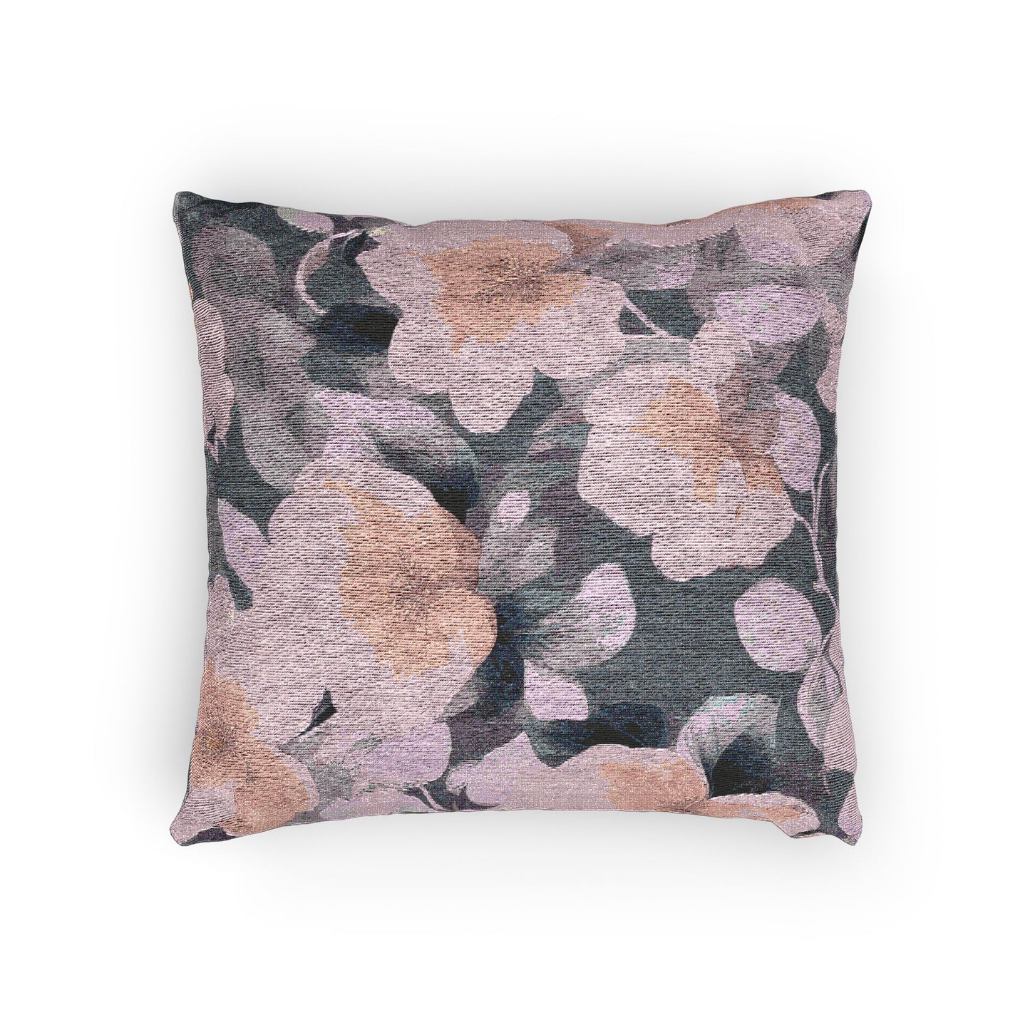 Peach Florals Woven Pillow, 17" x 18"