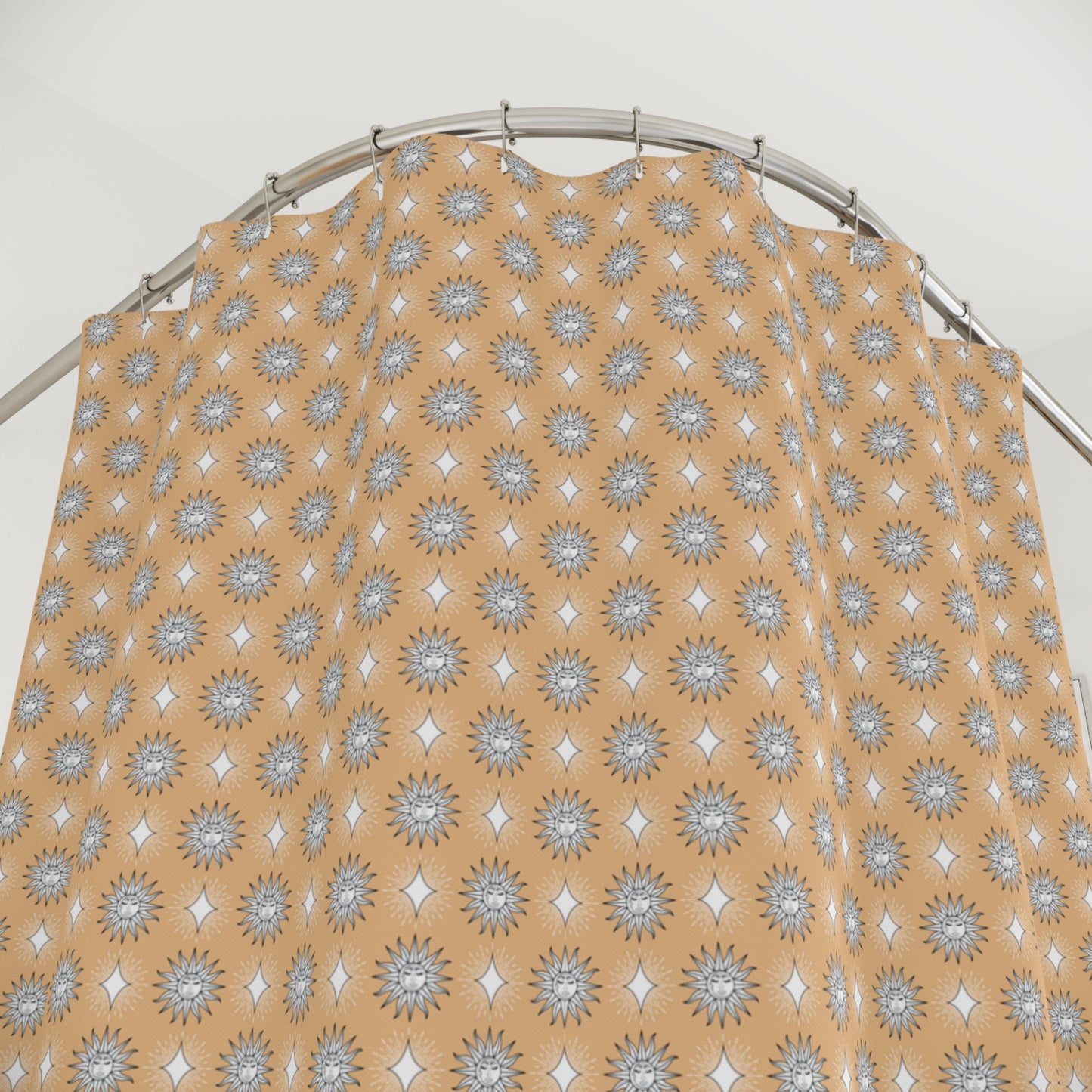 Tan Sunset Star-crossed Bodies Shower Curtain, 71" x 74"