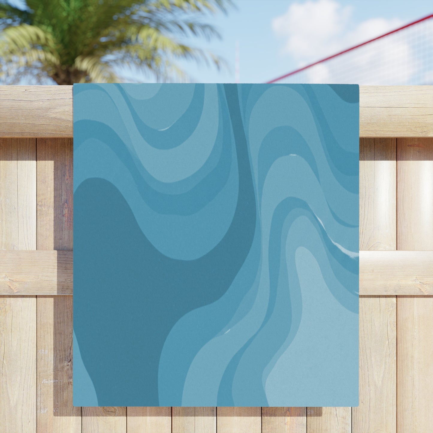 Sky Blue Wavey Beach Towel, 30" x 60"