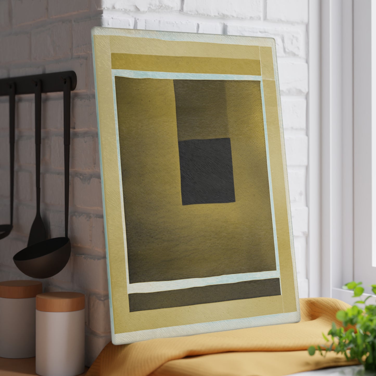 Tan Shadow Glass Cutting Board, 11" x 15"