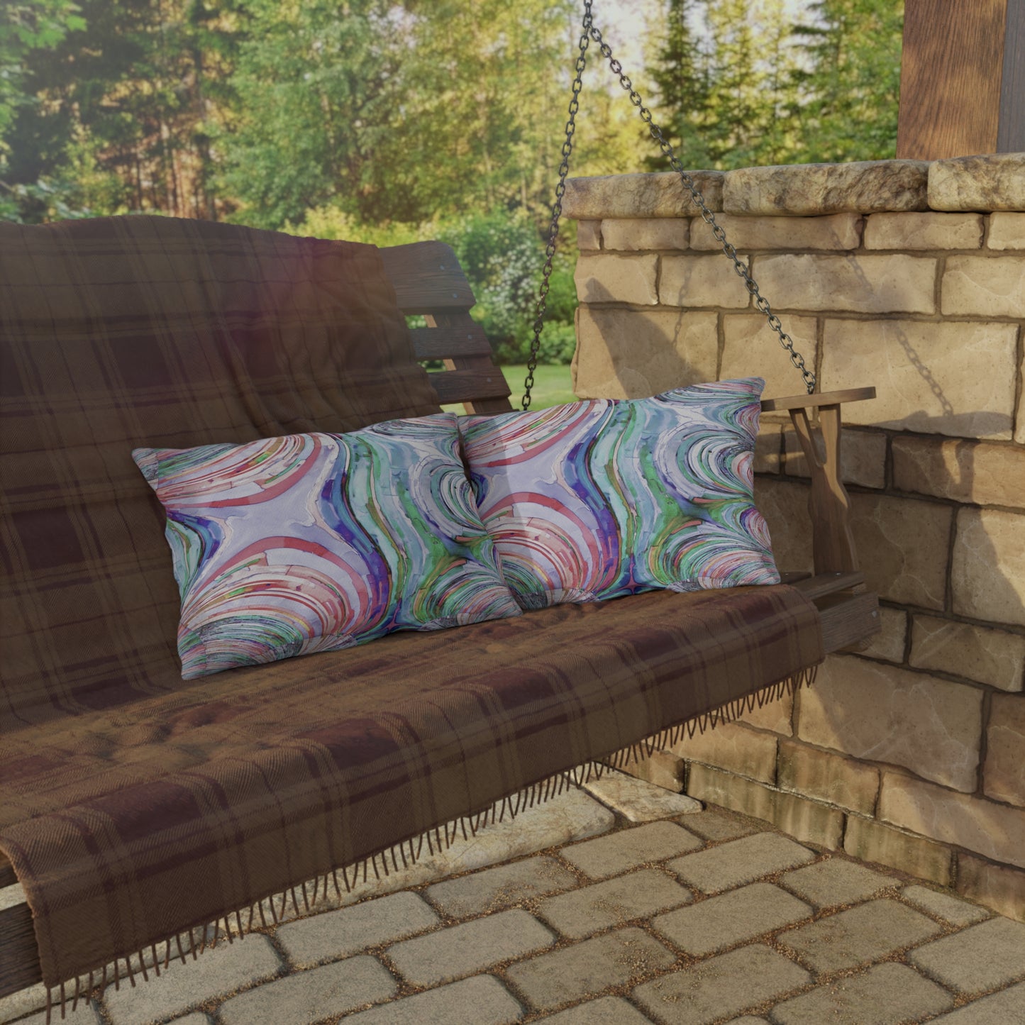 Uzi Spiral Pastels 20" x 14" Outdoor Pillow