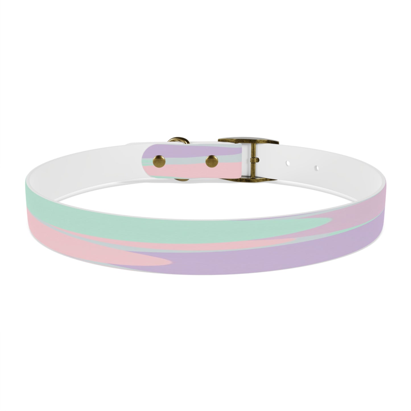 Pastel Peach and Soft Green Patches Extra Large Dog Collar
