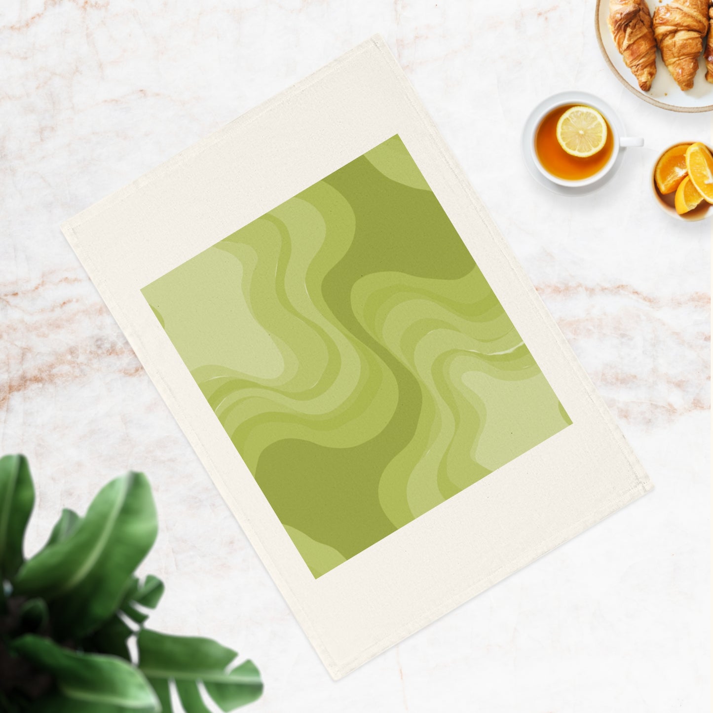 Lemon Wavey 19.6" x 27.5" Cotton Tea Towel