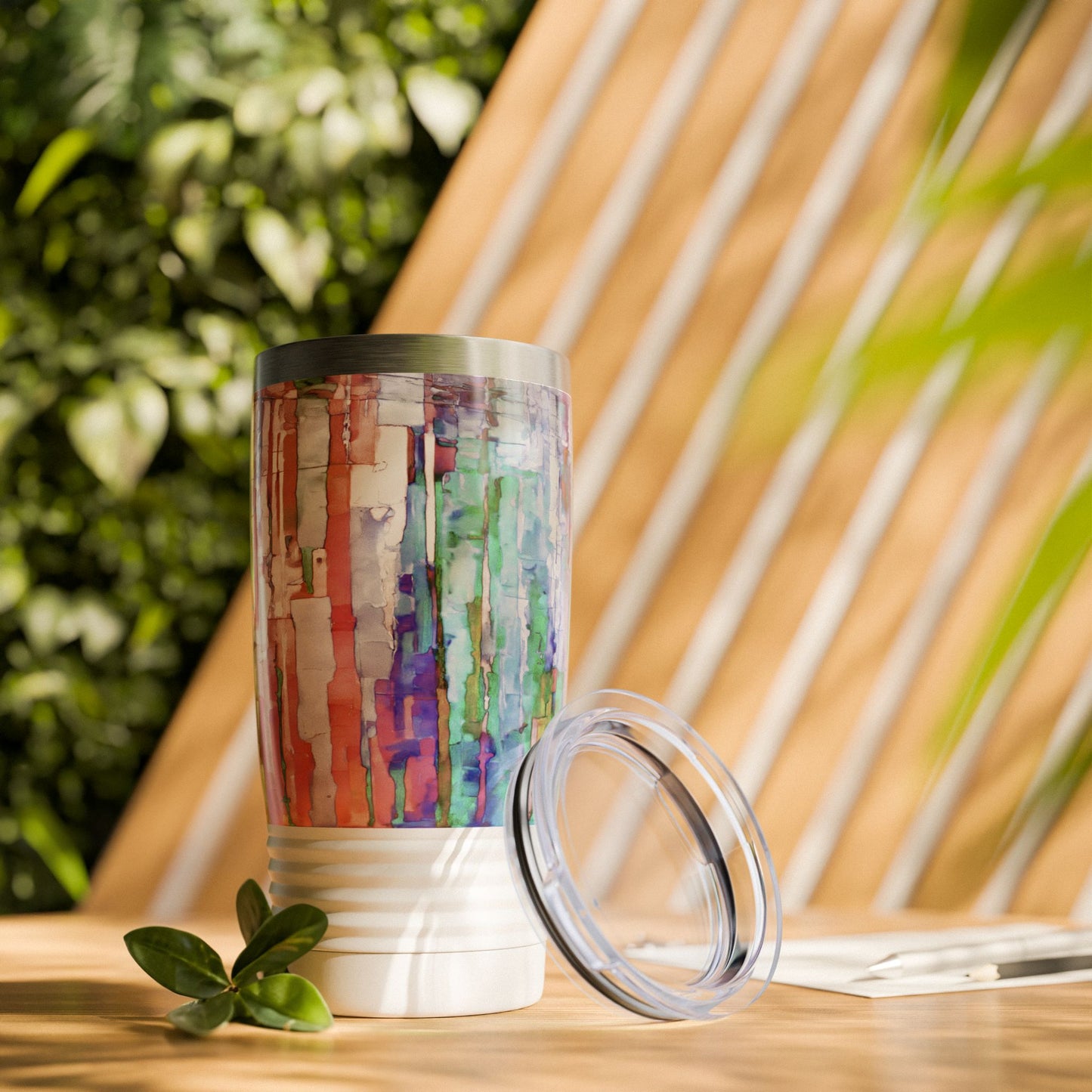 Striped Pastels Ringneck Tumbler, 20oz in white, steel and black