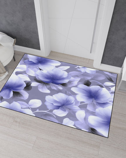 Indigo Blossom Floral Bunch Heavy Duty Floor Mat, 48" x 72"